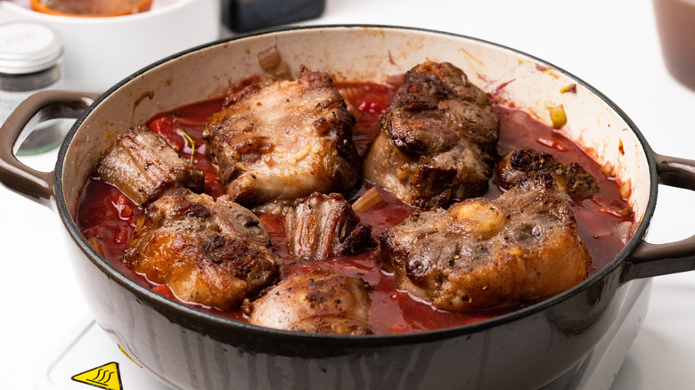 Oxtail stew being prepared 