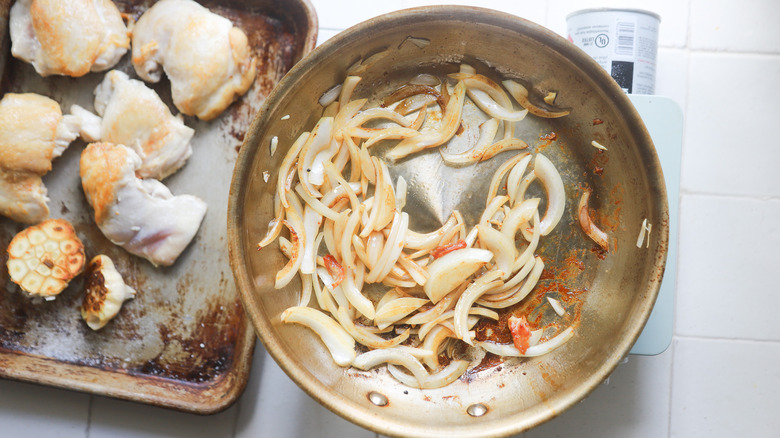 Onions cooking in pan