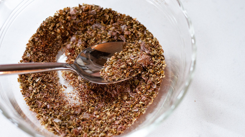 dry seasoning blend with spoon