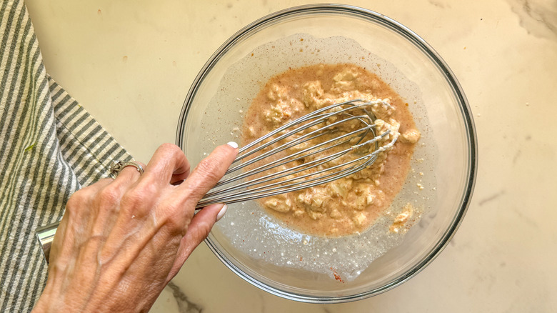 whisking cream cheese mixture