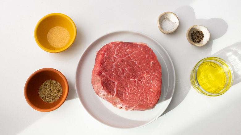 roast beef and other ingredients 