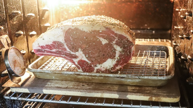 Rib roast in oven