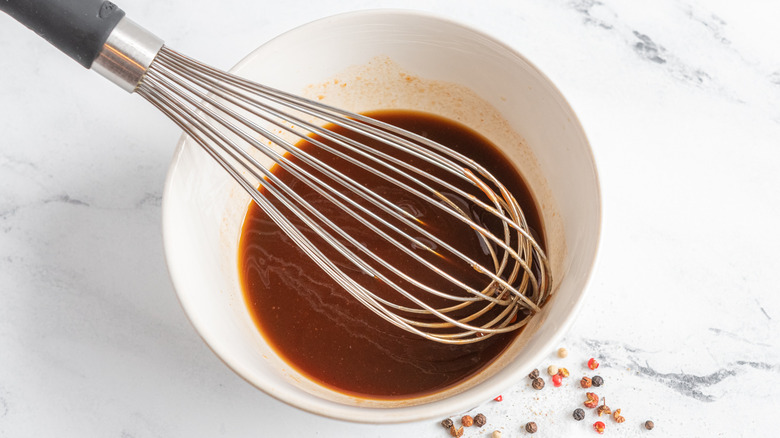 mixing barbecue sauce