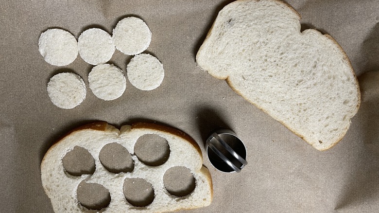 bread cut out in circles