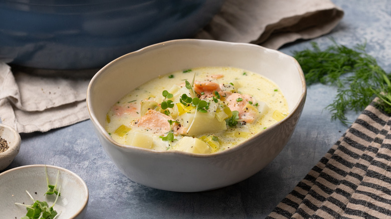 smoked salmon and leek soup