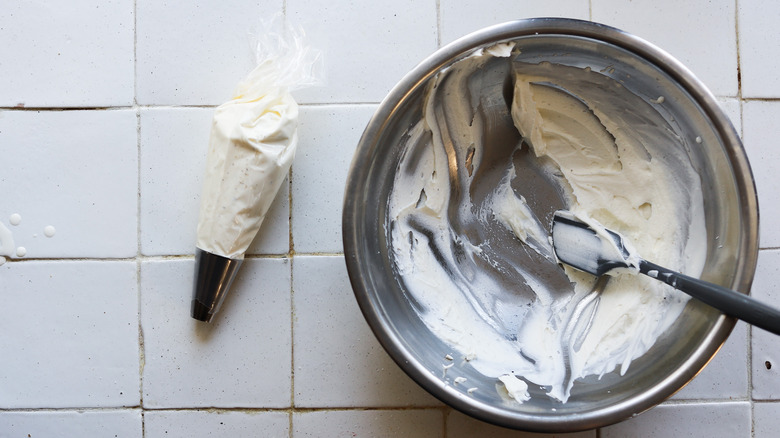 Whipped cream in pastry bag