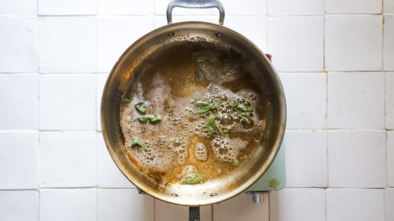 Pan with browned butter and sage