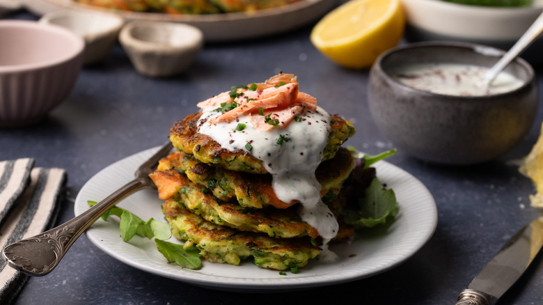 Zucchini trout fritters