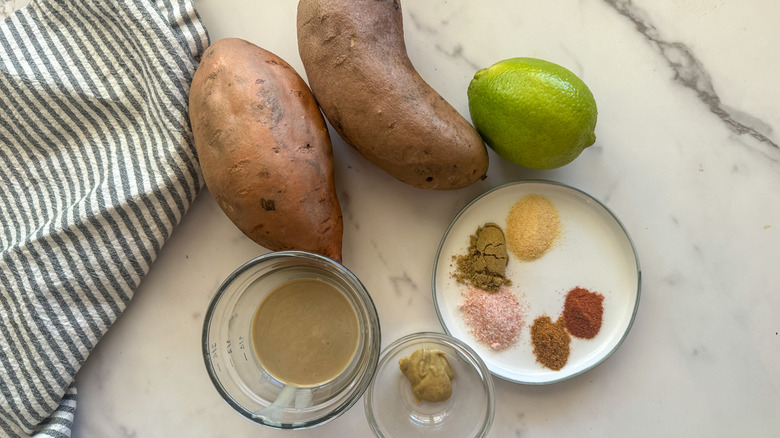 sweet potato dip ingredients on table