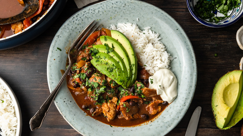 smoky chicken chili in bowl 