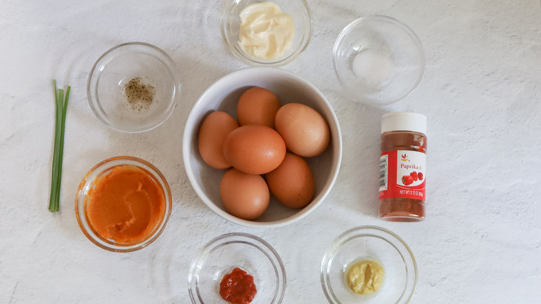 ingredients for pumpkin deviled eggs