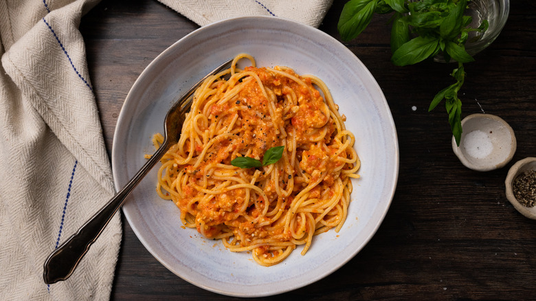 smoky romesco sauce with pasta