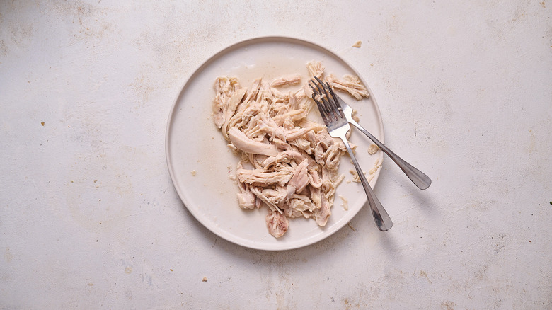 shredded chicken on plate