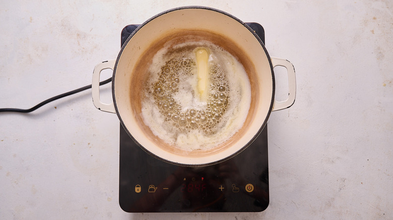 melting butter in pot