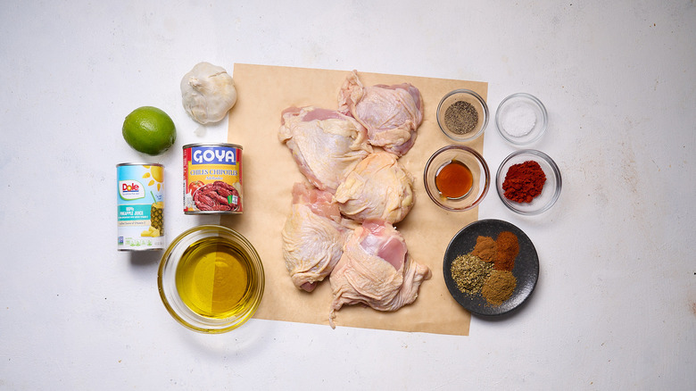 chicken al pastor ingredients on table