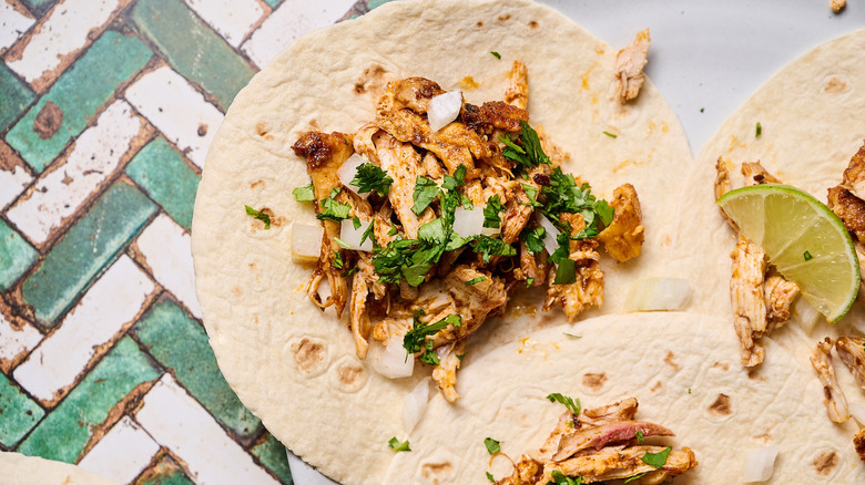 chicken al pastor taco on plate