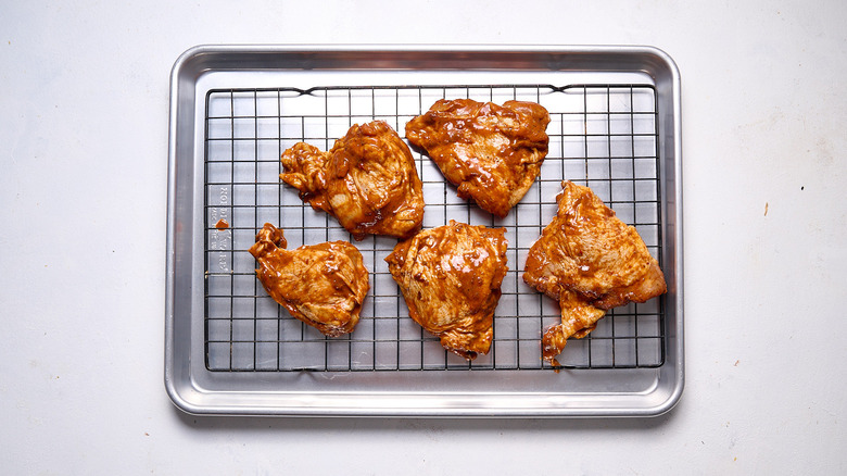 chicken on a wire rack