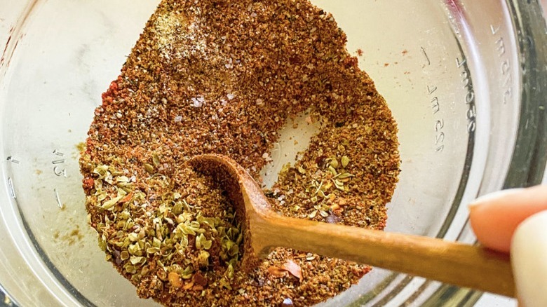 taco seasoning scooped with spoon