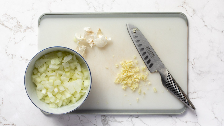 chopped onion and garlic