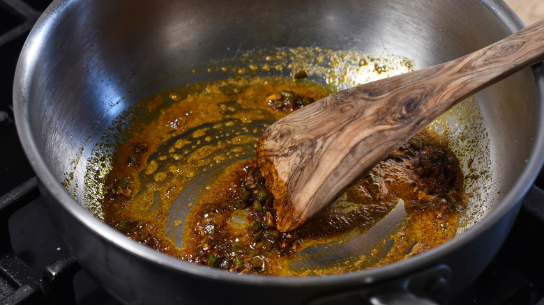 seasonings cooking in pot 