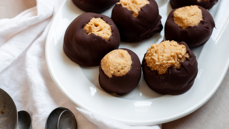 chocolate coated peanut butter balls