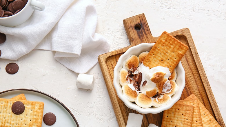 ramekin filled with s'mores dip