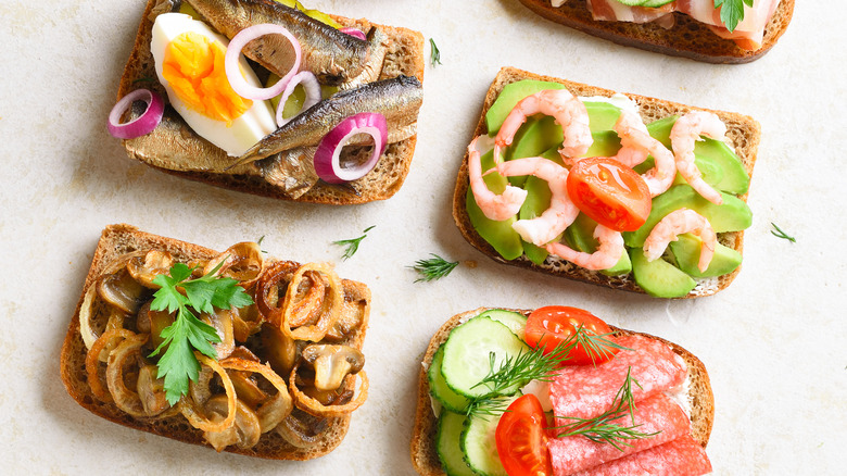 Variety of smørrebrød 