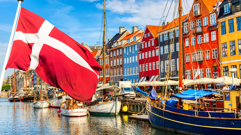 Denmark buildings and flag