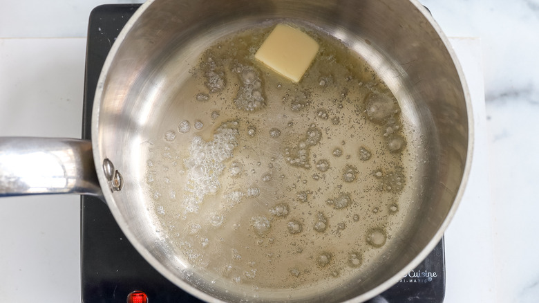 butter melting in a pan