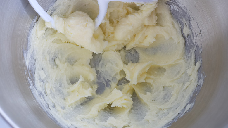 creamed butter and sugar in bowl