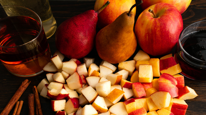 chopped apples with bourbon