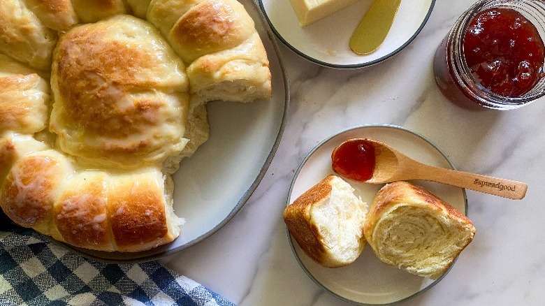 bread rolls on small plate