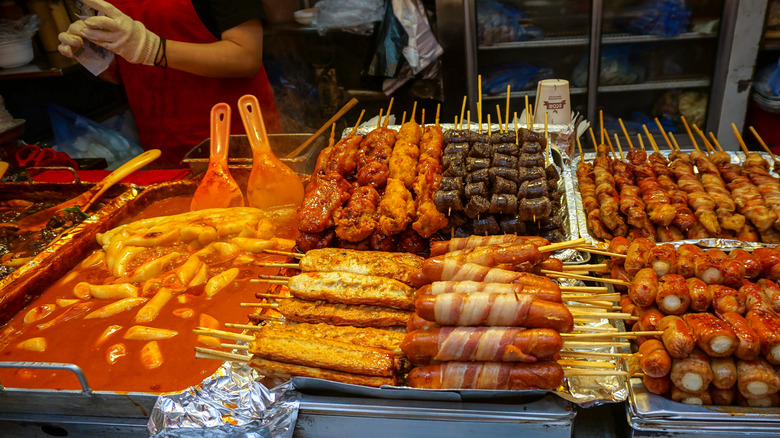 Korean street vendor sells soondae