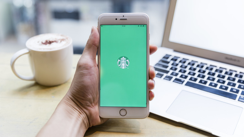 Starbucks logo on an iPhone