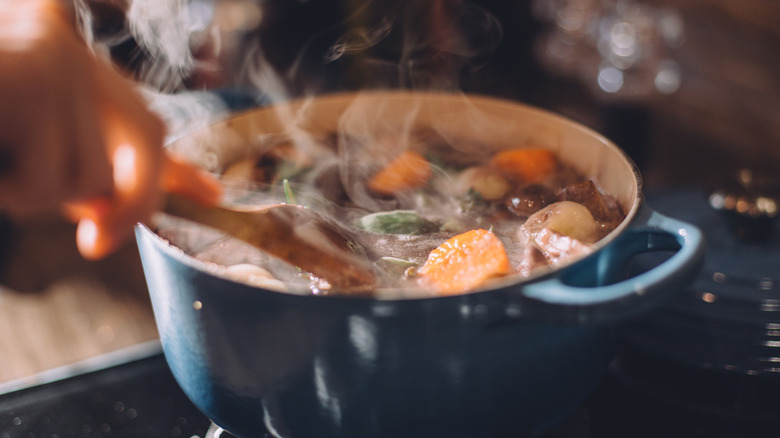 Stew simmering on stove