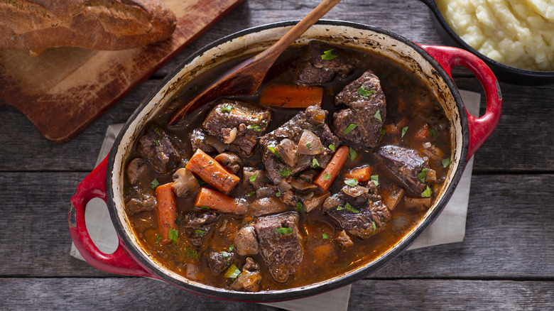 Beef stew in pot