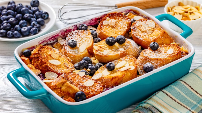 sourdough French toast in casserole dish