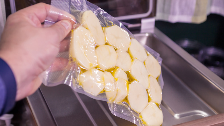 Vacuum-sealed bag of potatoes