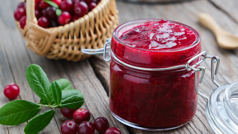 Jar of cranberry sauce