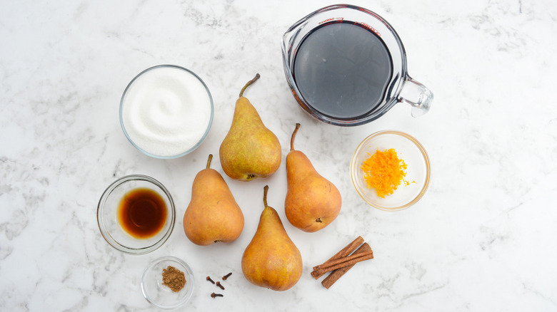 red wine poached pears ingredients