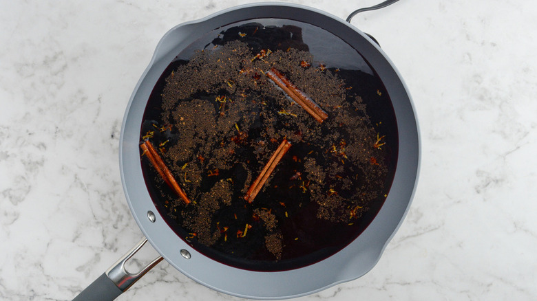 red wine poaching liquid