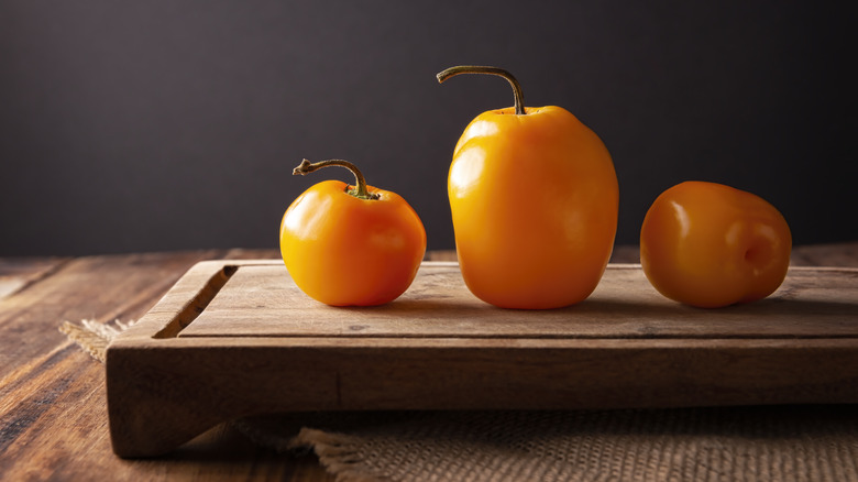 rocoto peppers on cutting board