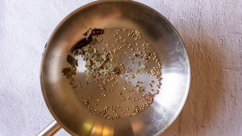 Spices in pan