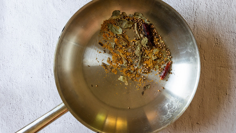 Spices in pan