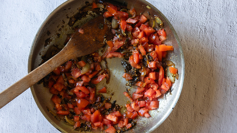 Tomatoes in pan