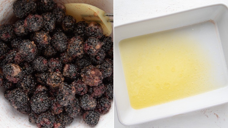 Blackberries with sugar/melted butter