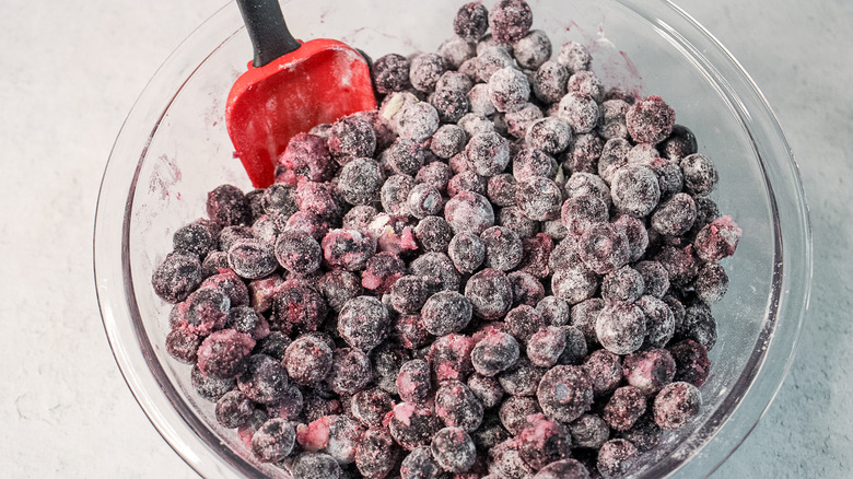 frozen blueberries in bowl