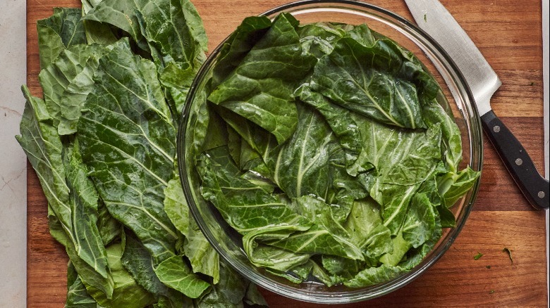 soaking greens in water