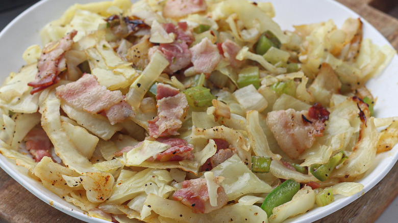 southern fried cabbage on plate