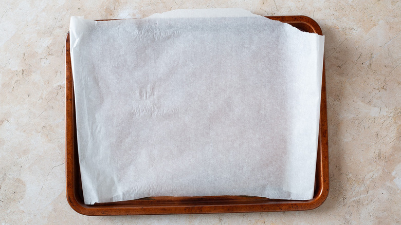 Baking sheet with parchment paper